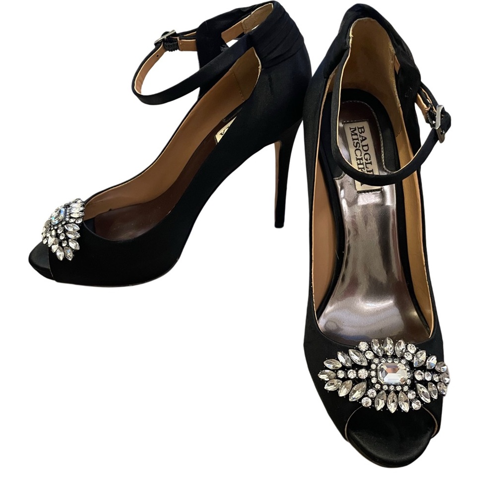 Badgley Mischka Black‎ Crystal Embellished Heels